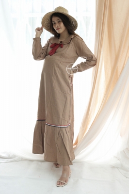 Sailormoon Gamis Ibu Hamil Menyusui Maxi Pita Dada - GMS 264 Coklat